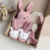 Baby Rabbit Lion Appeasing Towel Socks Saliva Towel Wash Gift Box Newborn Bite Ring Hair Band Set