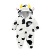 Baby Cow Hooded Crawling Clothes Flannel One Piece Clothes 0 1 Male And Female Baby Outerwear