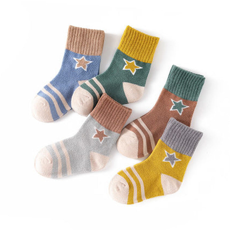 Simple Children's Cartoon Combed Cotton Socks