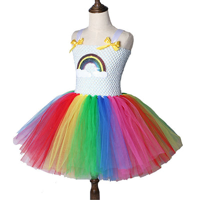 Children's Net Yarn Rainbow Show Princess Dress