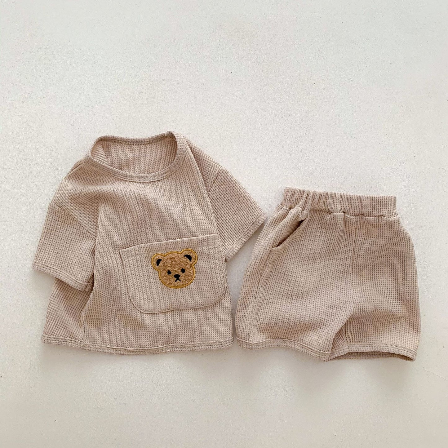 Unisex Baby Suit Clothes For Babies Summer Two-piece Waffle