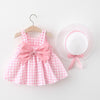 Baby Girl Plaid Skirt Fashion Girl Skirt Free Straw Hat