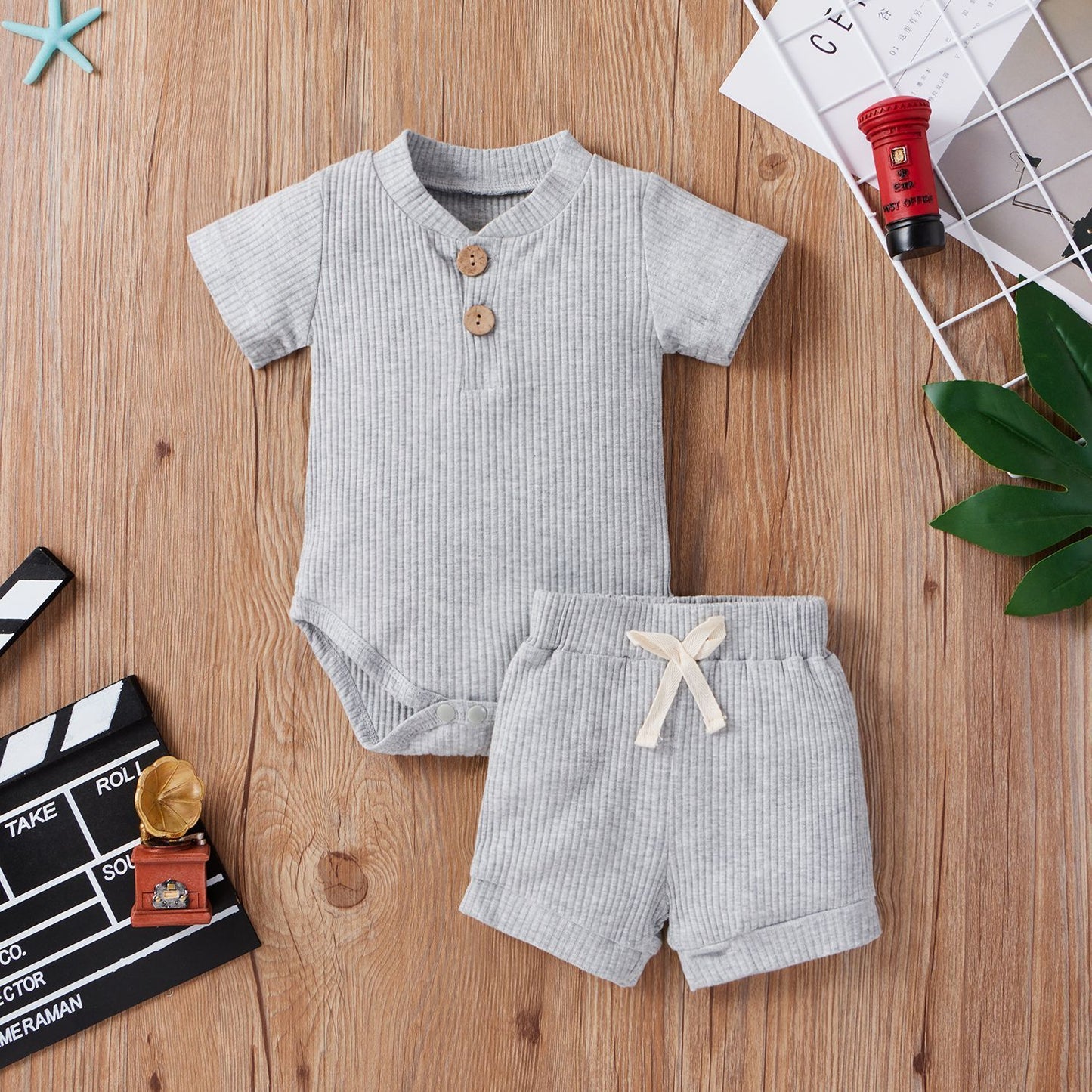 Children's Clothing Baby Bodysuit Casual Adjustable Short-sleeved Top And Shorts Suit