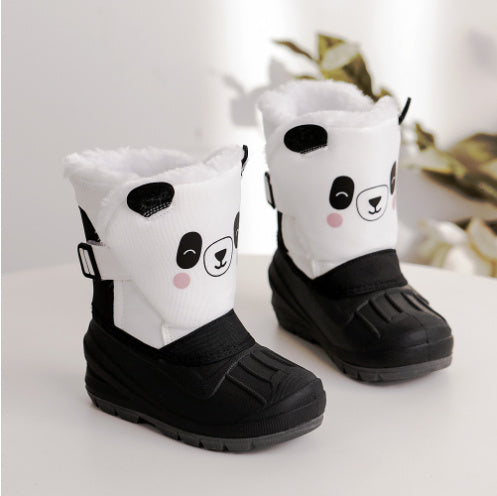 Children's Thick Warm Cotton Shoes In Tube Waterproof Snow Boots