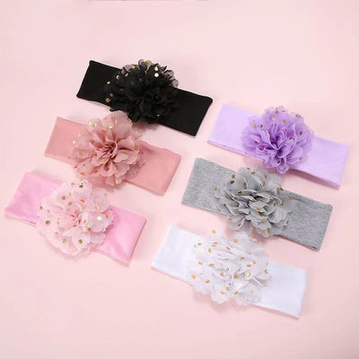 Cotton Elastic Baby Hair With Bow Flowers