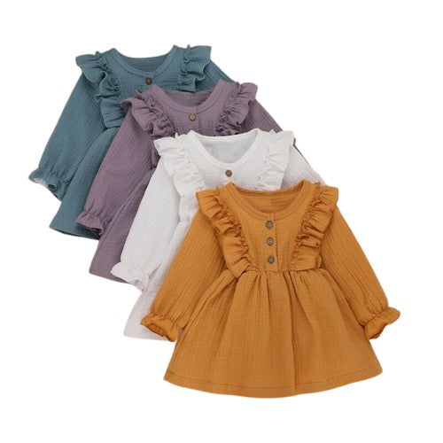 1-6Y Baby Girl Spring Dress With Ruffled Children