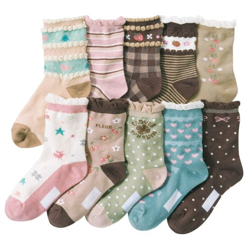 10pcs Cotton sweat-absorbent girls socks